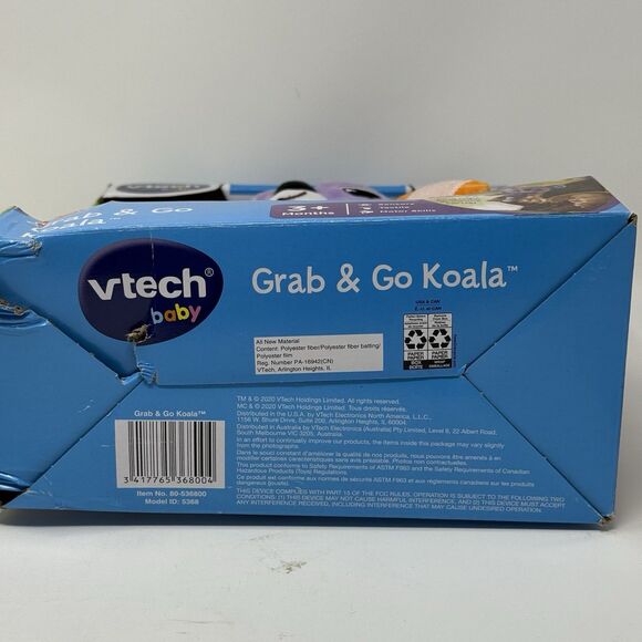 VTech Grab & Go Koala Clip On Stroller Car Toy Audio Visual Plush Infants New - Picture 7 of 8